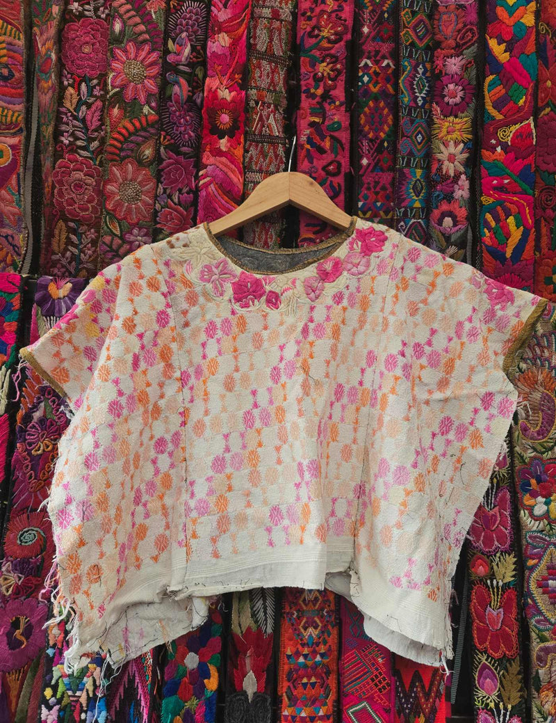 Pink and Orange Cobán Huipil #10-78