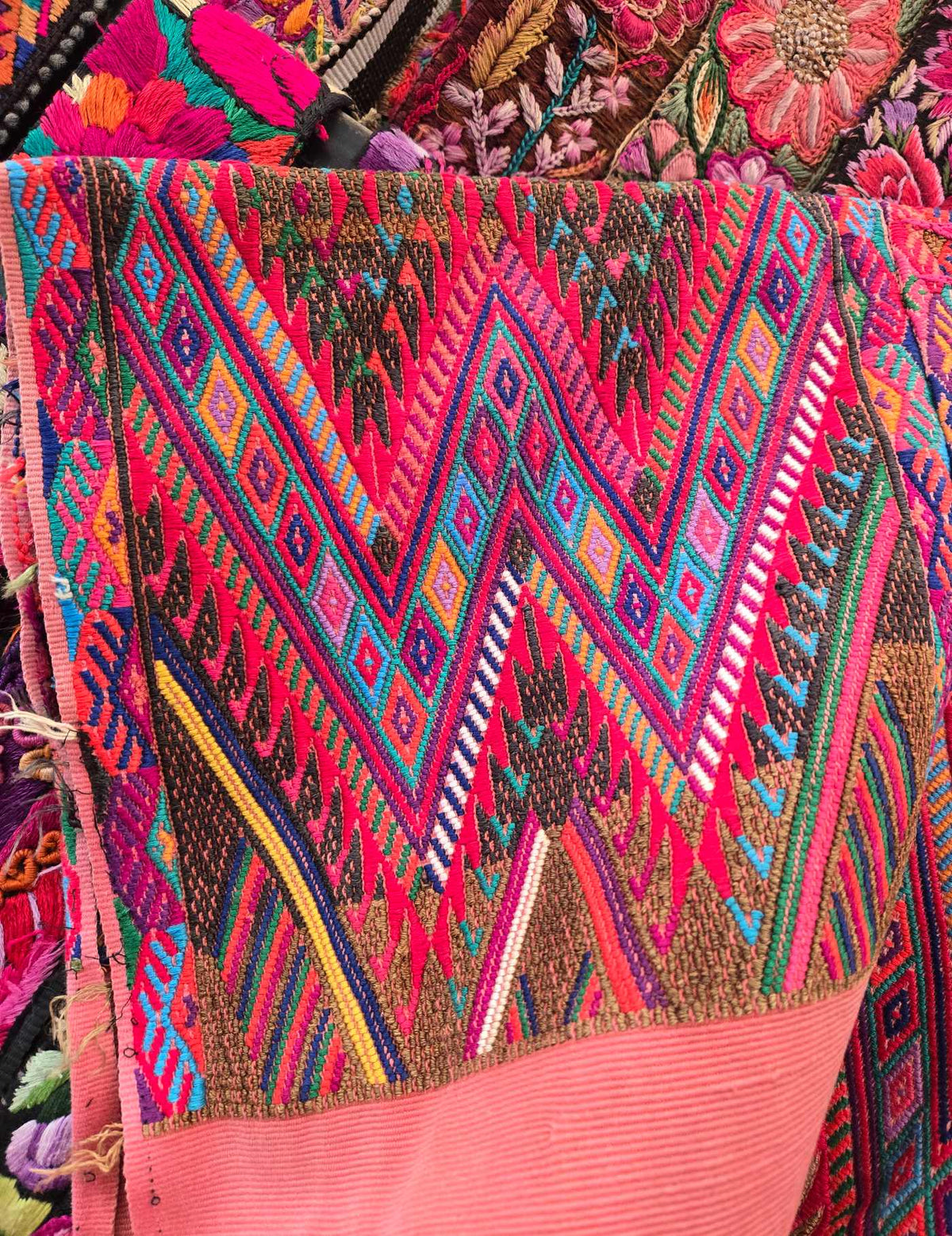 40 year old Geometric Salmon Chichicastenango Huipil #10-80