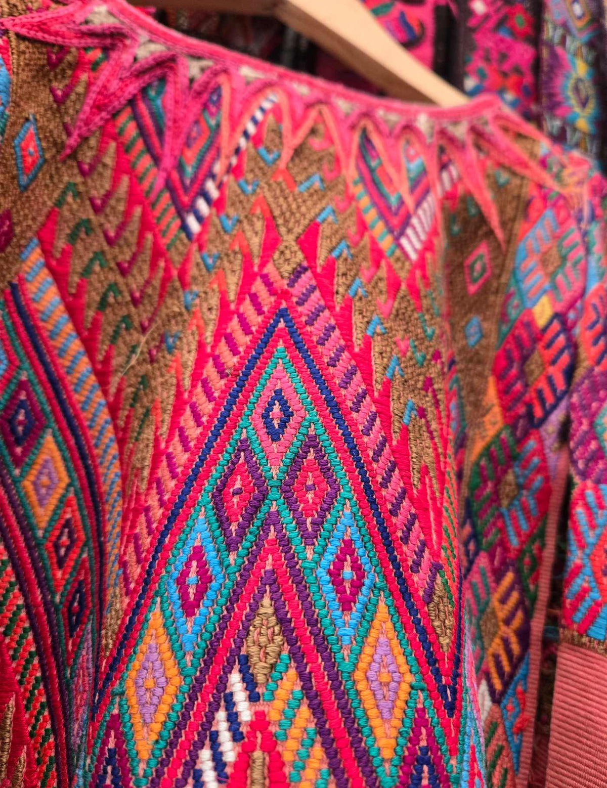 40 year old Geometric Salmon Chichicastenango Huipil #10-80