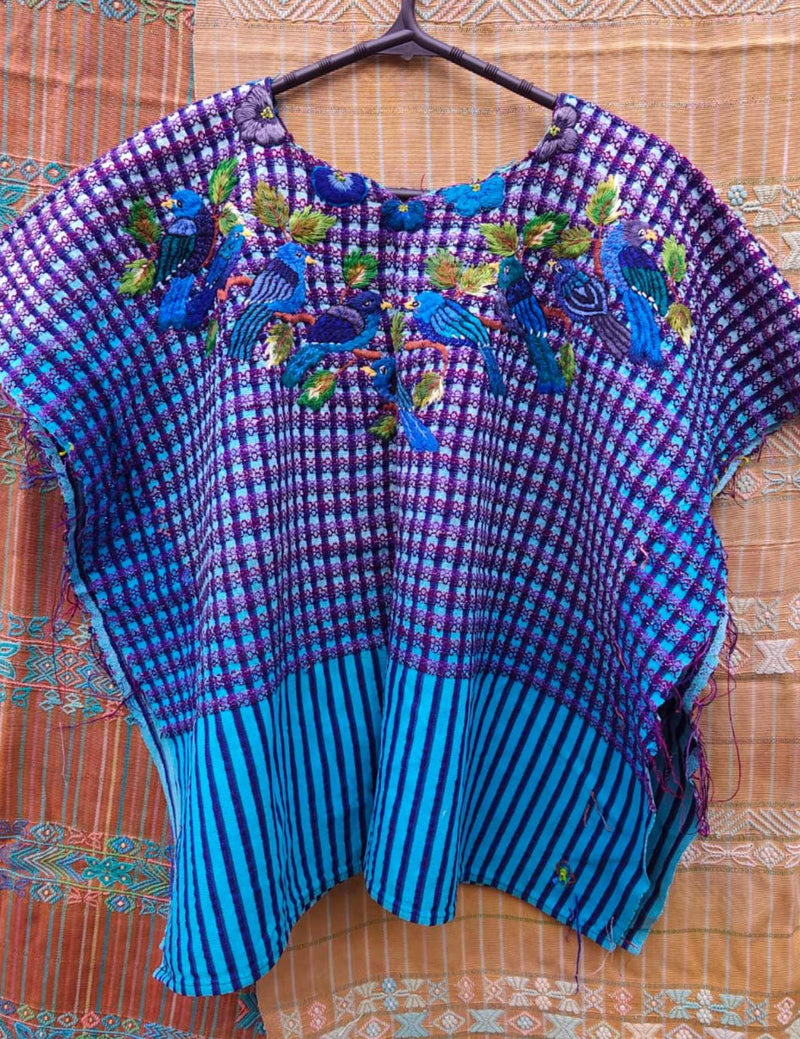Blue and Purple Gingham Santiago Huipil #10-84