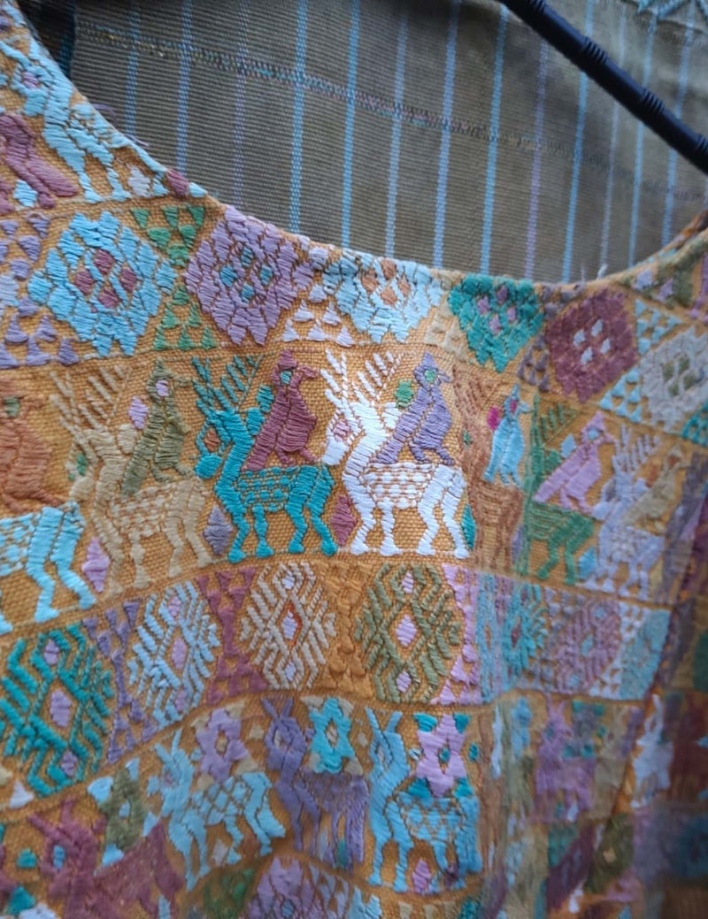 Lilac and Mustard Cobán Huipil #10-89