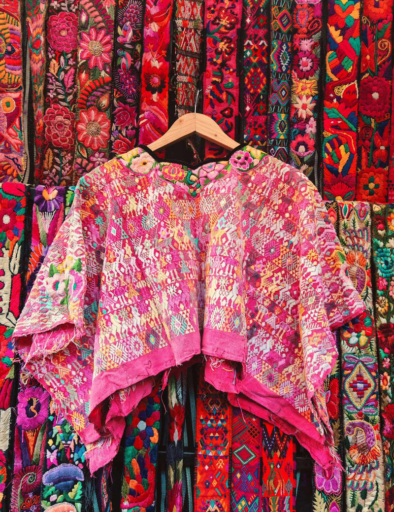 Deep Pink and Primrose Cobán Huipil #10-104