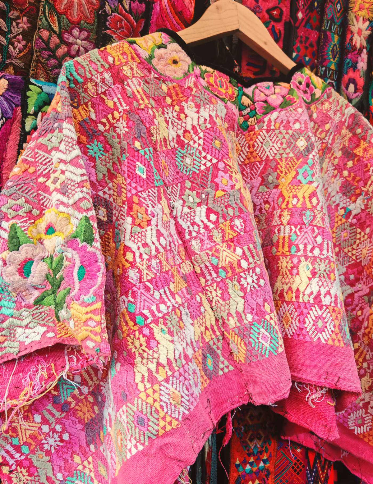 Deep Pink and Primrose Cobán Huipil #10-104