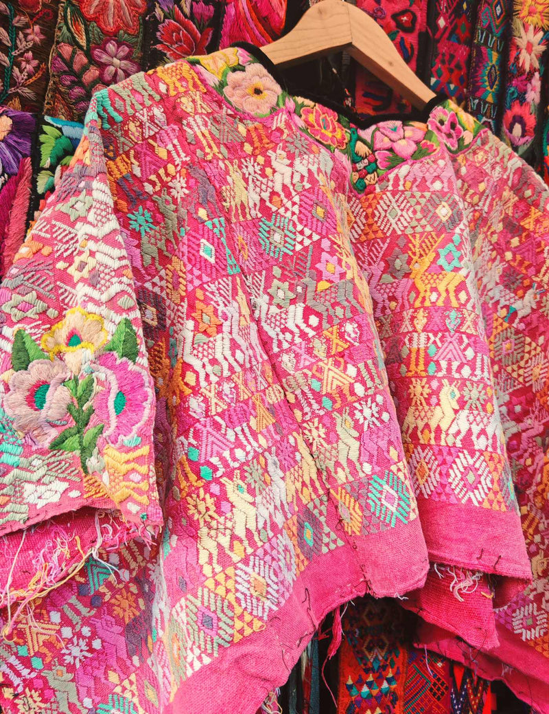 Deep Pink and Primrose Cobán Huipil #10-104