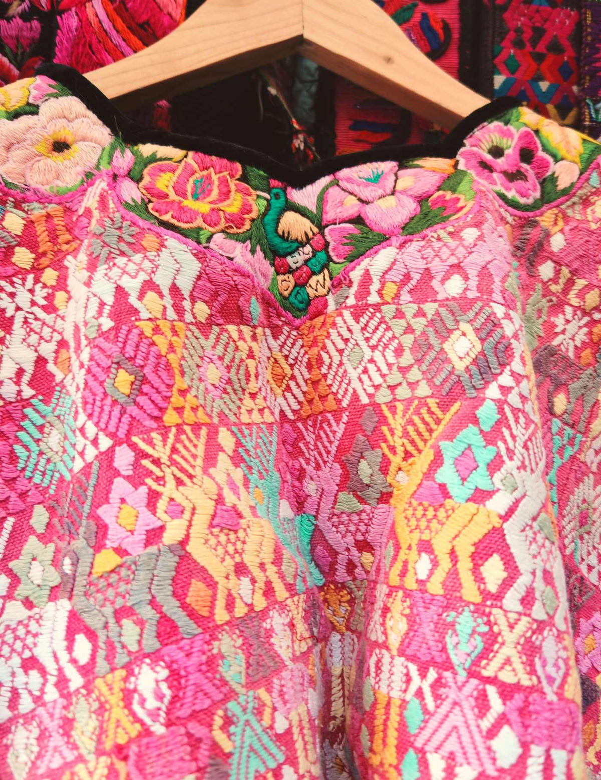 Deep Pink and Primrose Cobán Huipil #10-104
