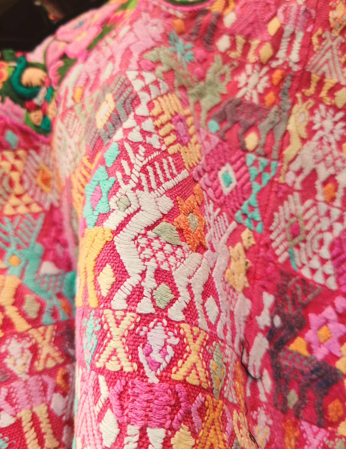 Deep Pink and Primrose Cobán Huipil #10-104
