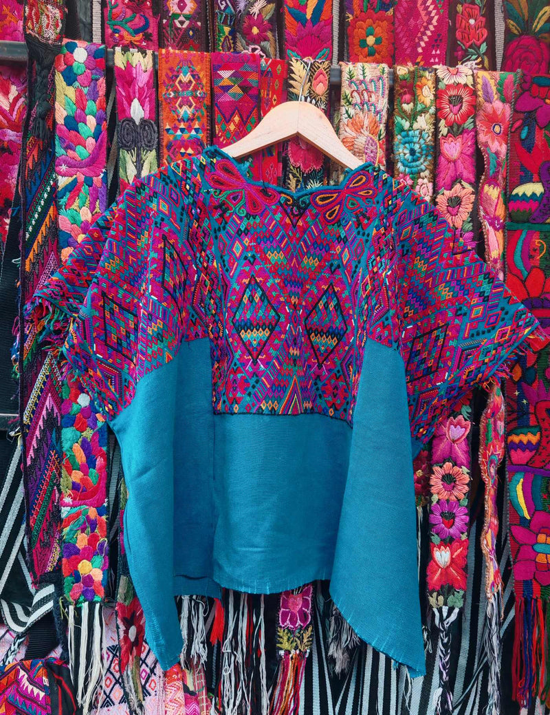 Blue and Pink Chichicastenango Huipil #10-111