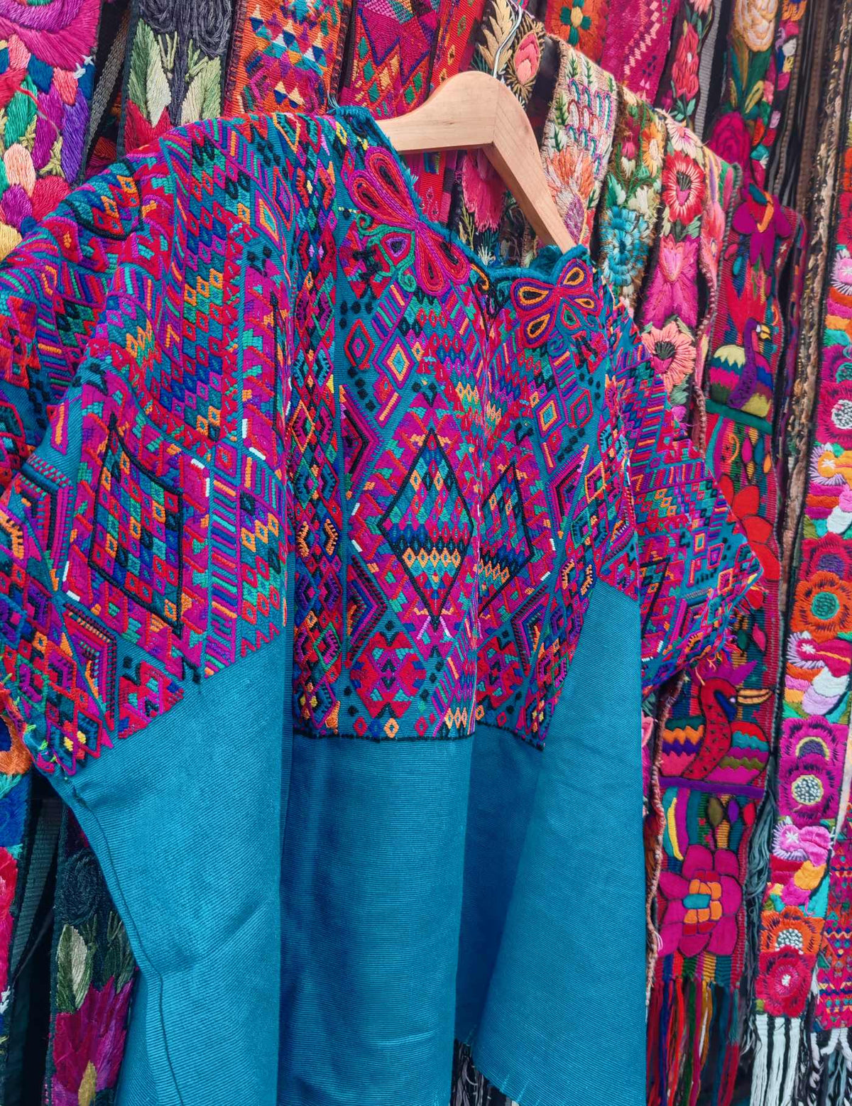 Blue and Pink Chichicastenango Huipil #10-111