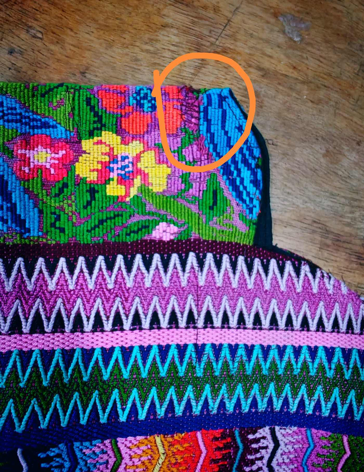 Floral and Zigzag Aguas Calientes Huipil #10-113
