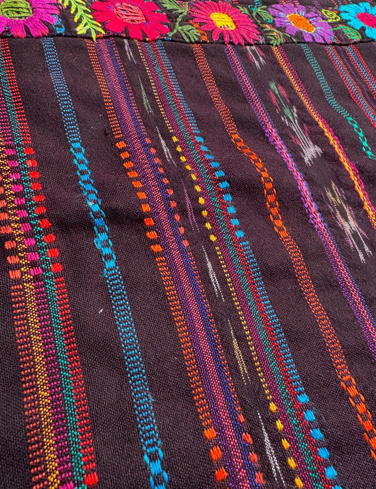 Purple ikat background embroidered with flowers Sololá Corte #10-114