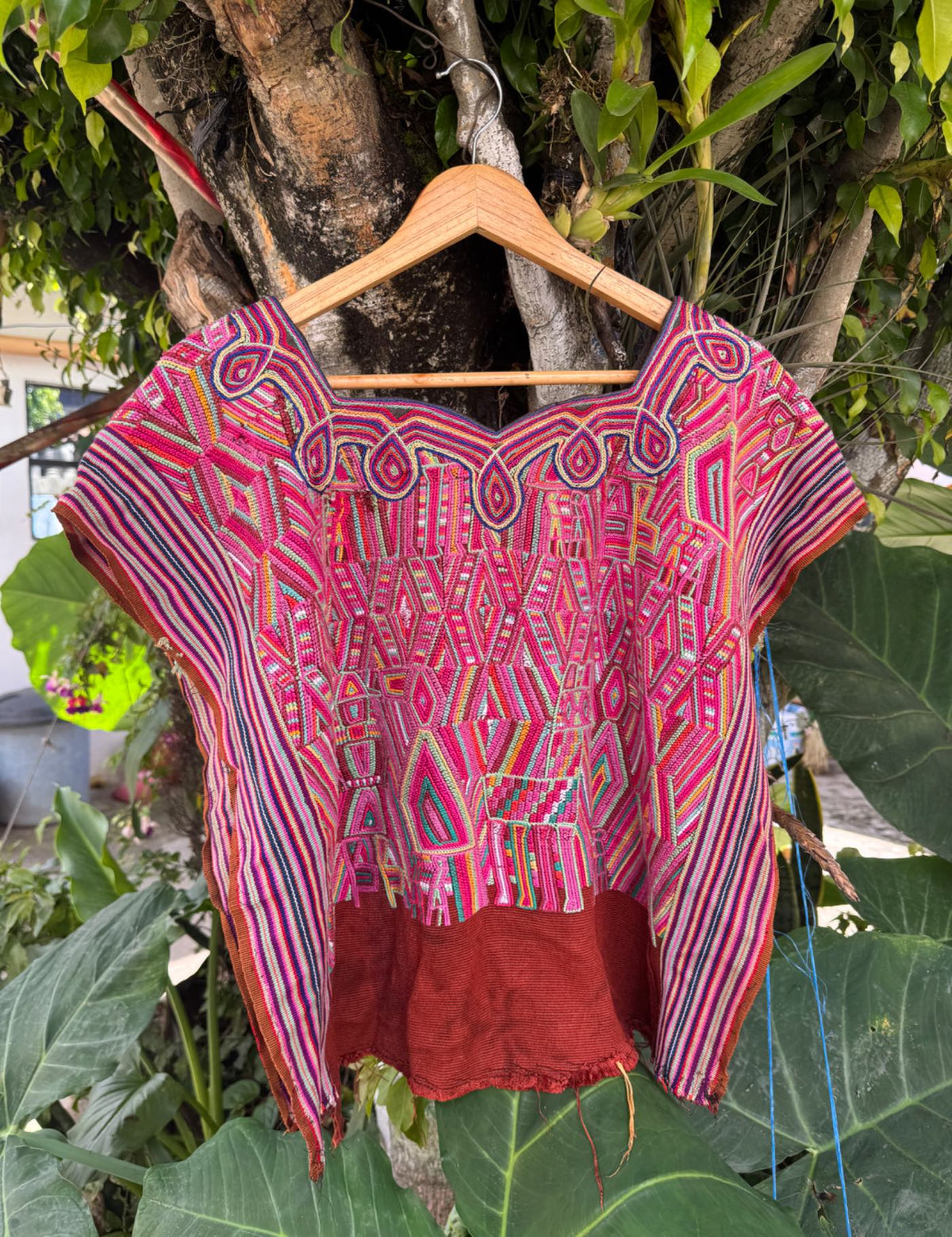 Pink and Brown Nebaj Huipil #10-119