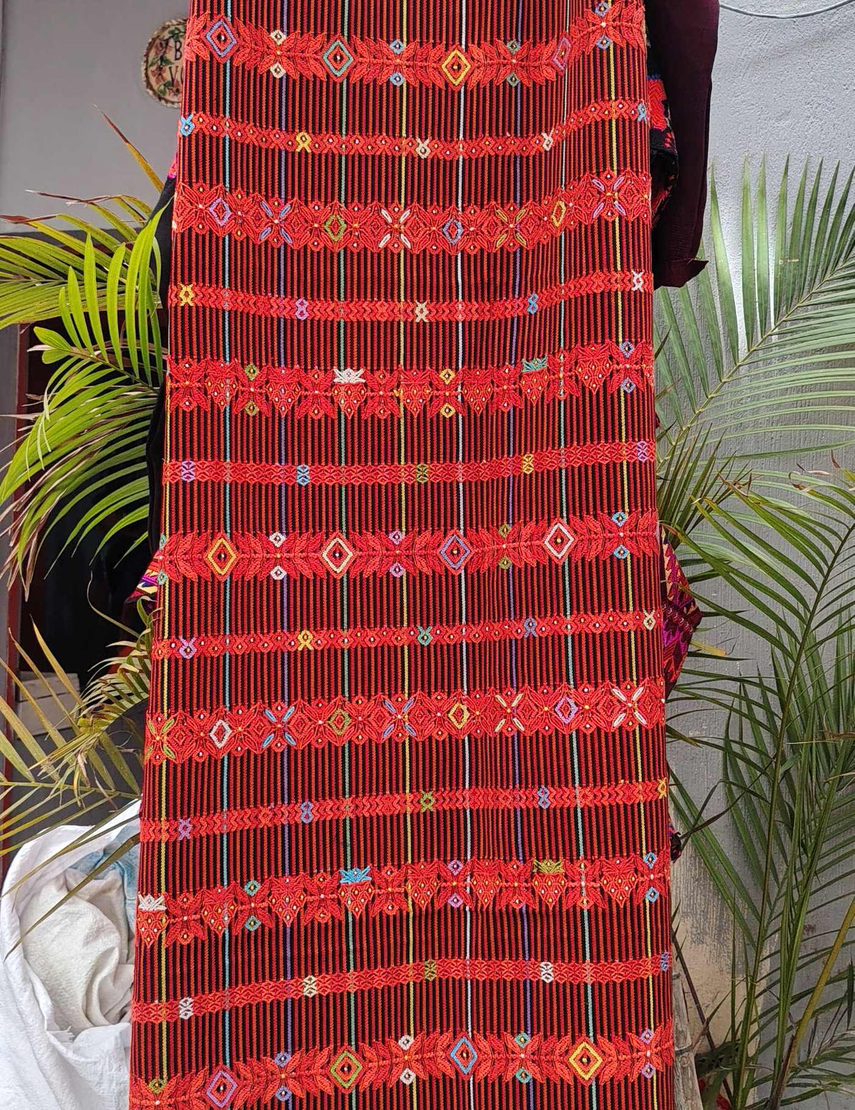 Orange Stripes and  Geometric Aguacatán Corte #10-144