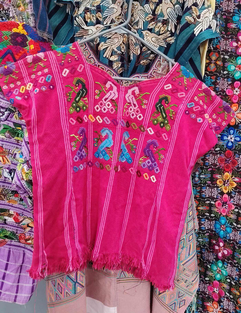 Pink with Peacocks San Lucas Tolimán Huipil #10-146