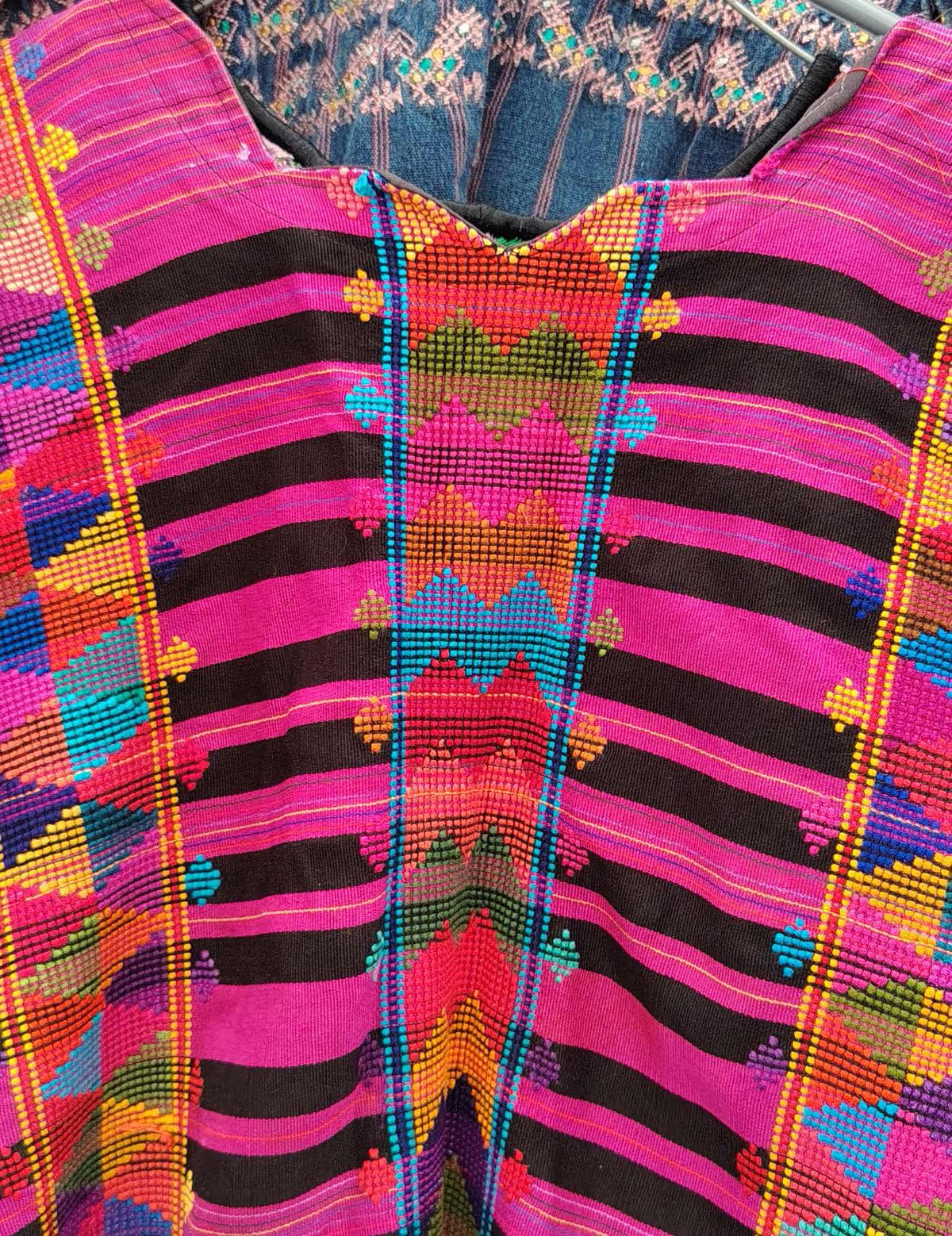 Pink and Black Striped Colotenango Huipil #10-151