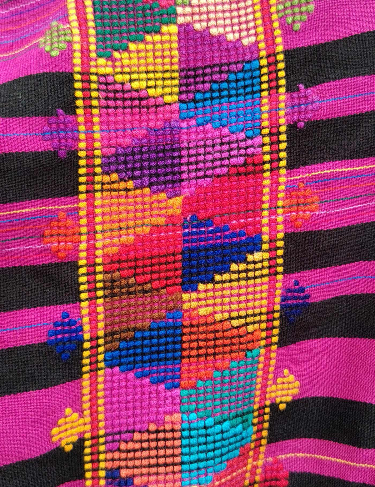 Pink and Black Striped Colotenango Huipil #10-151