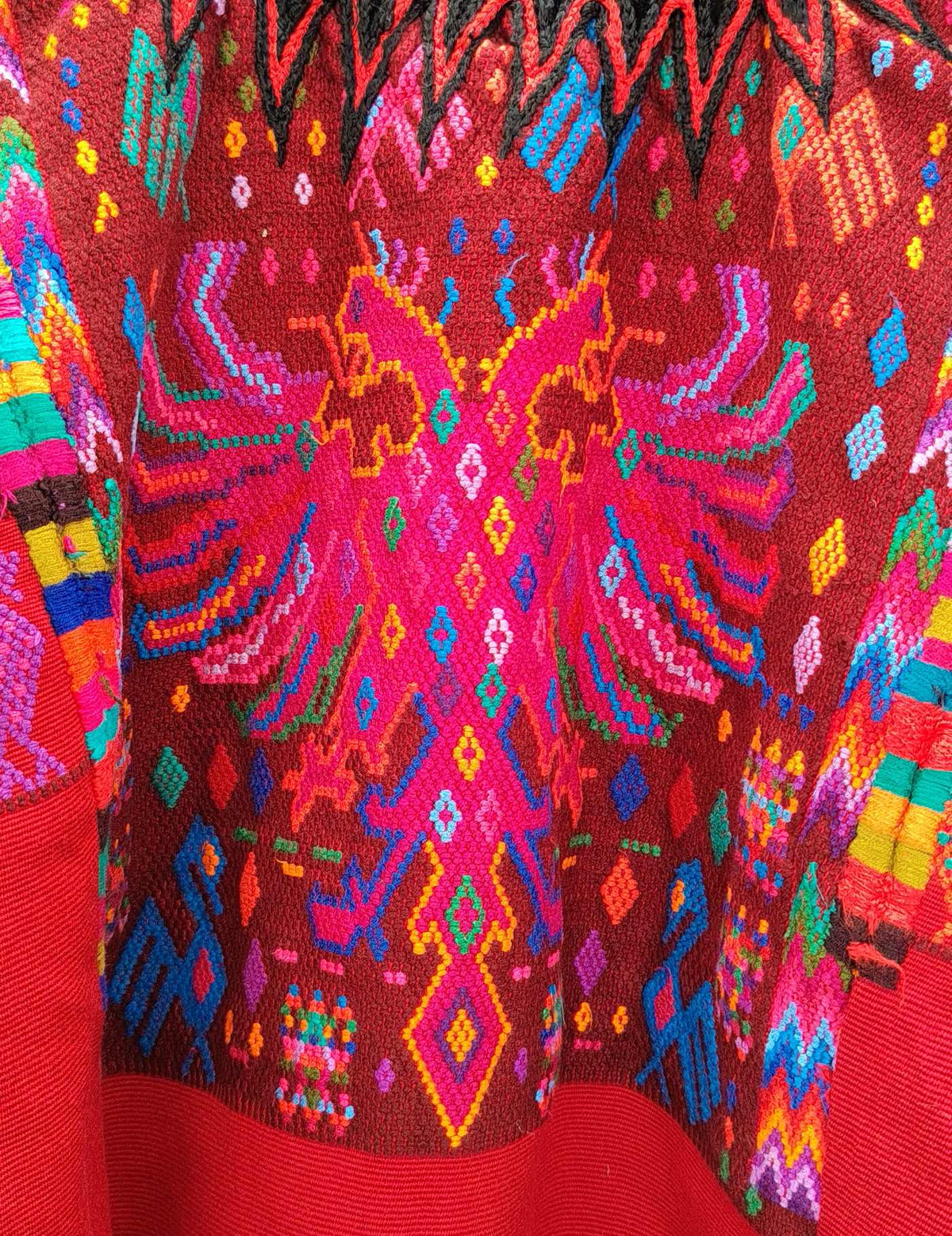 Red with two-headed bird Chichicastenango Huipil #10-154