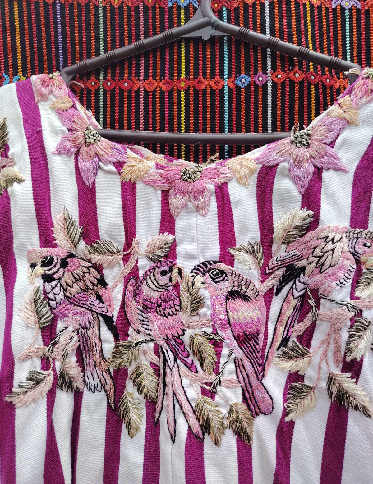 Pink and White Birds Santiago Huipil #10-163