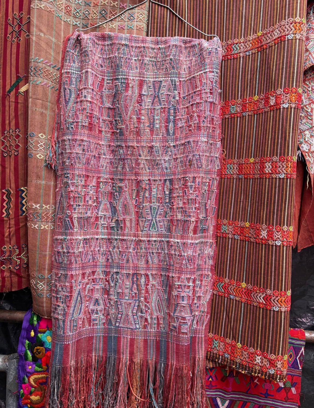 Pink and Red Nebaj Tzute #10-177
