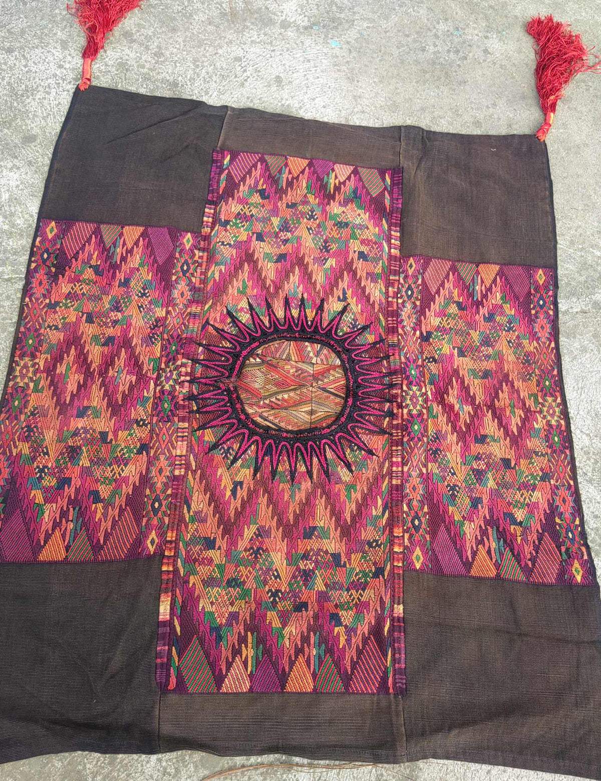 Brown and Berry Geometrice Chichicastenango Mantel #10-181