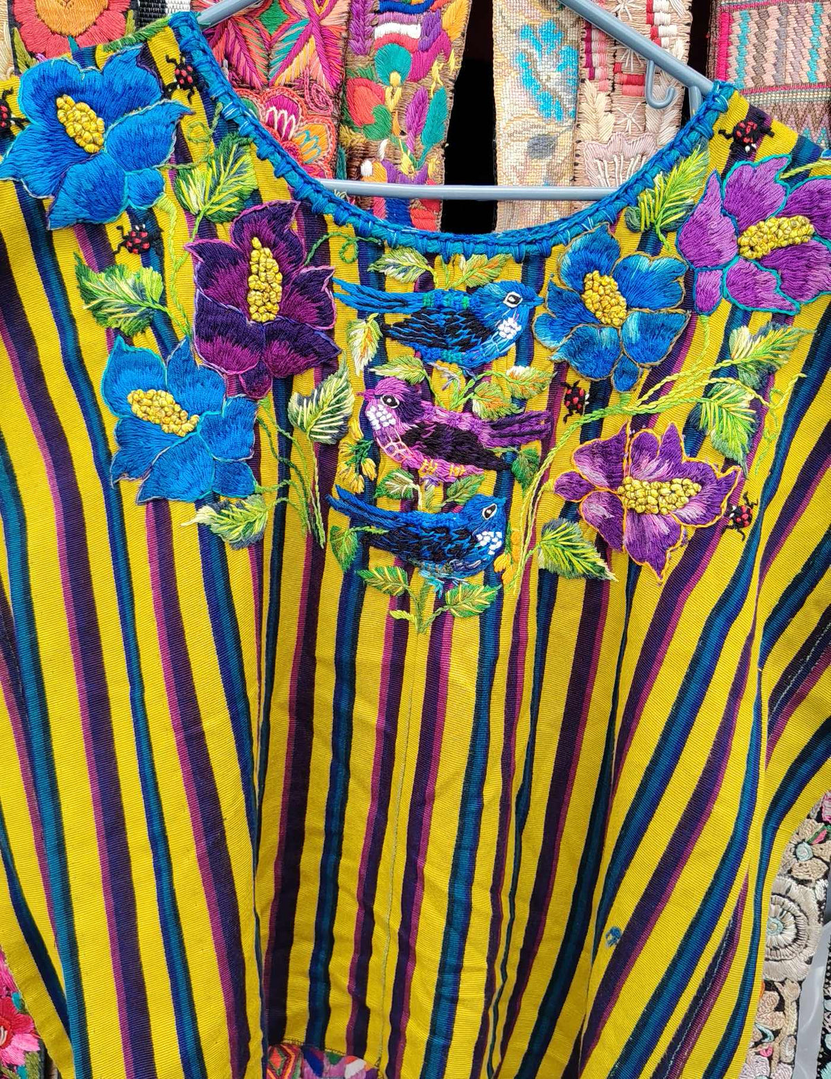 Yellow Berry and Blue Santiago Huipil #10-196