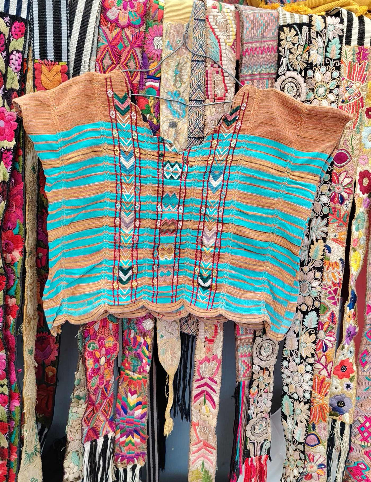 Turquoise and Caramel Colotenango Huipil #10-204