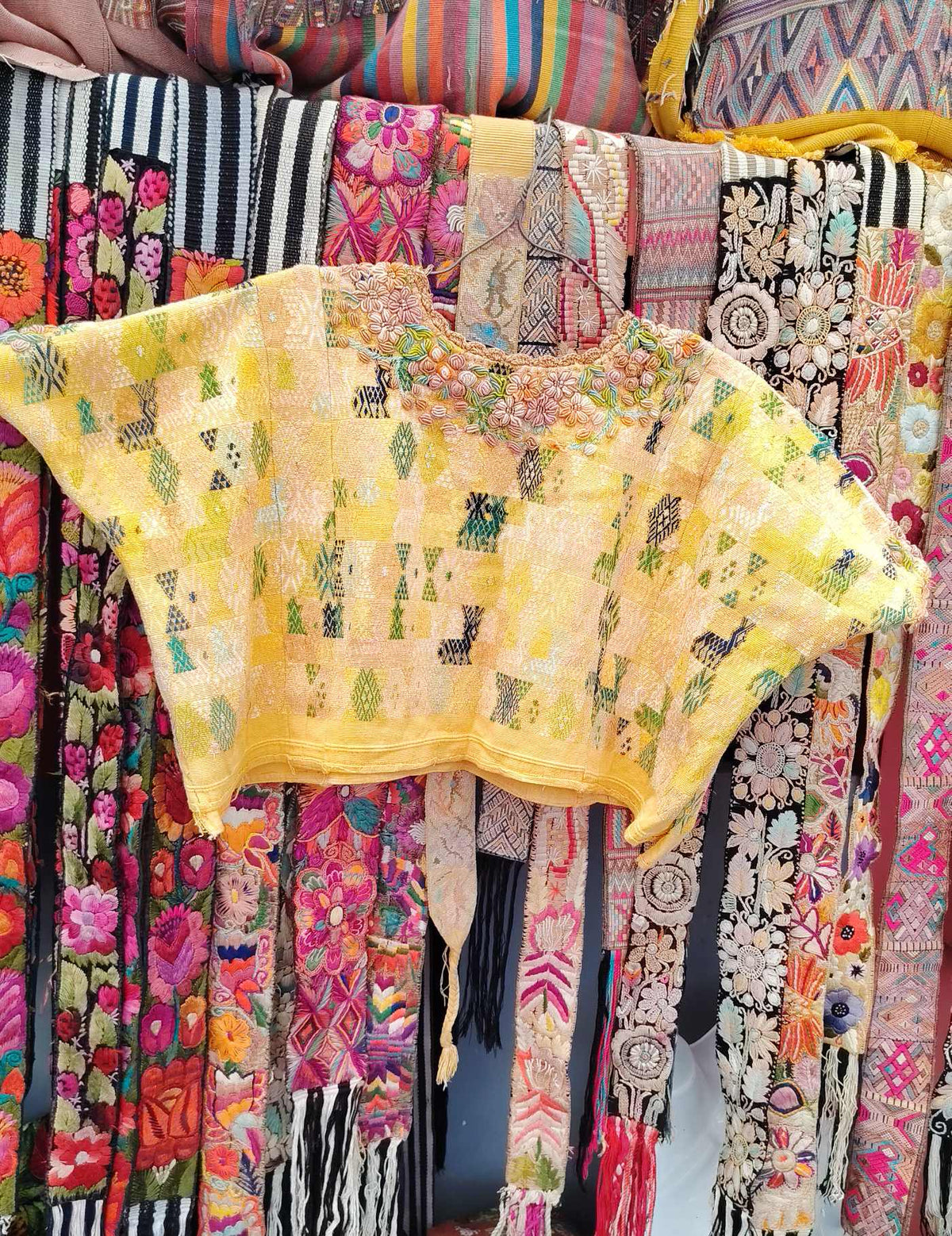 Yellow with Rococco Neckline Cobán Huipil #10-205