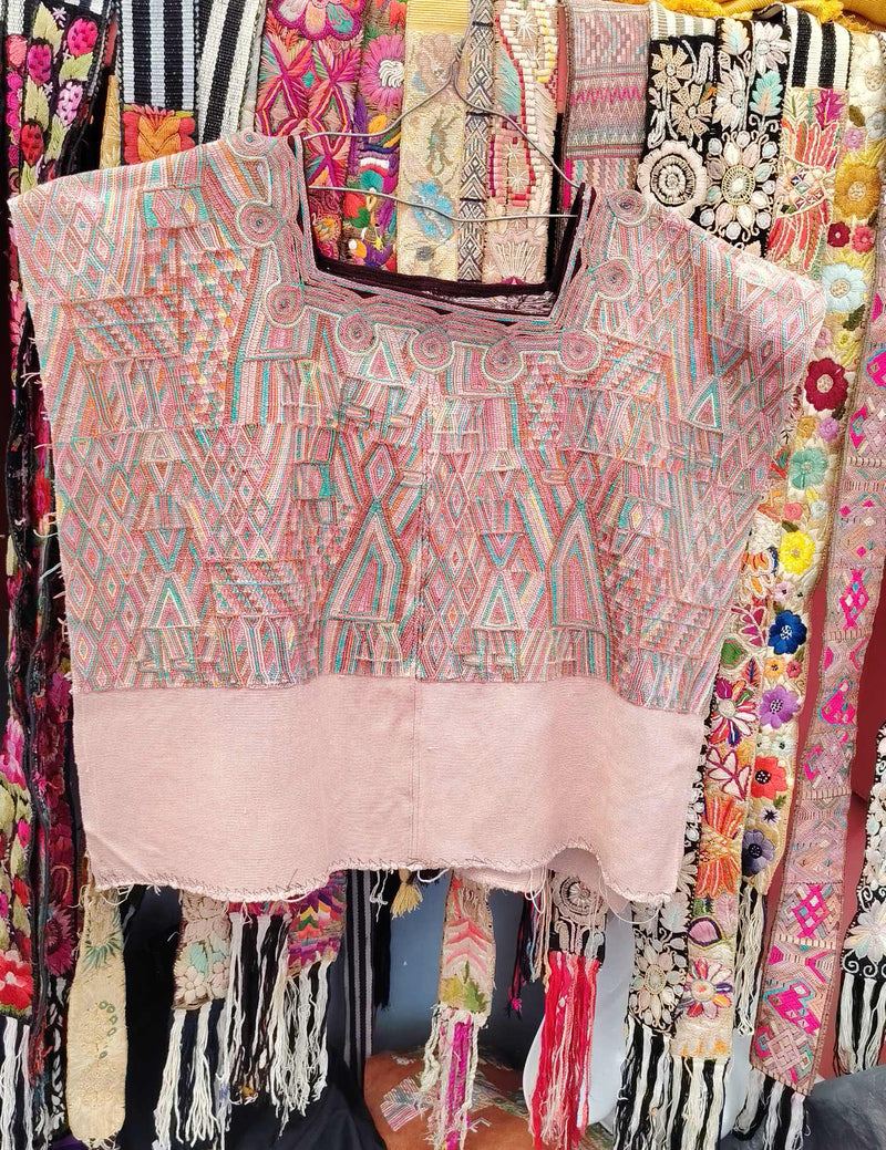 Pink and Turquoise Nebaj Huipil #10-208
