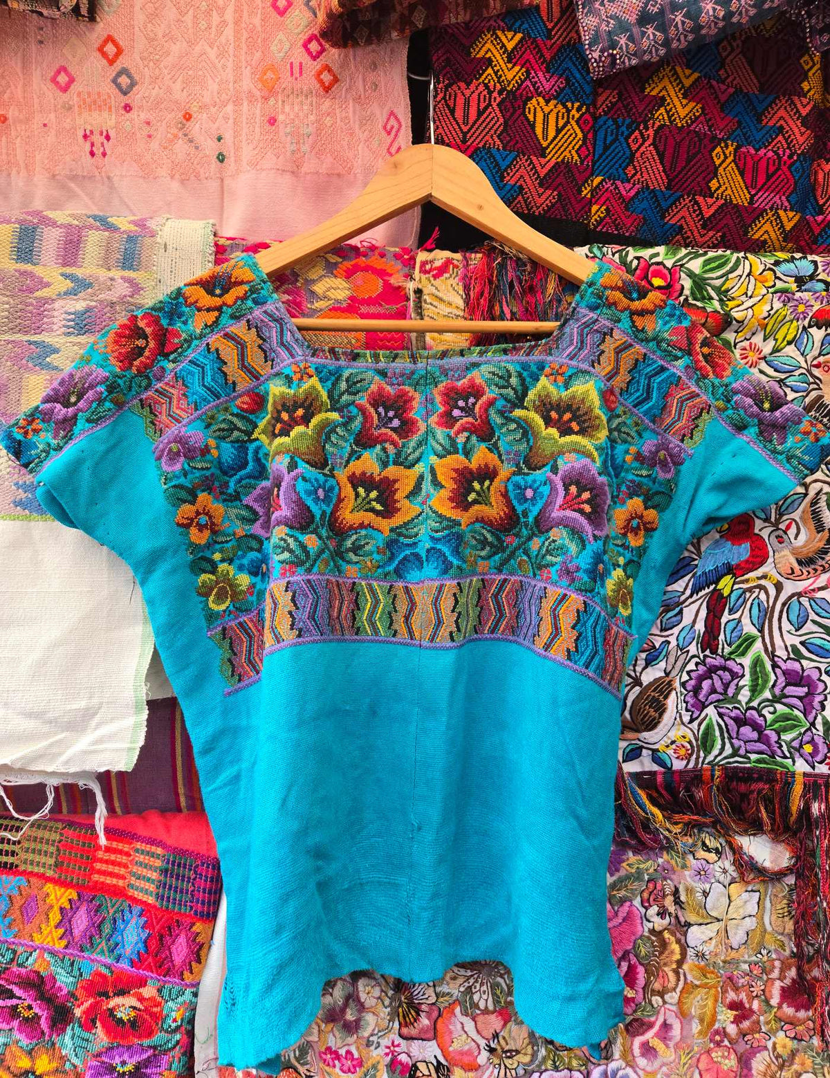 Turquoise Floral Comalapa Huipil #10-226