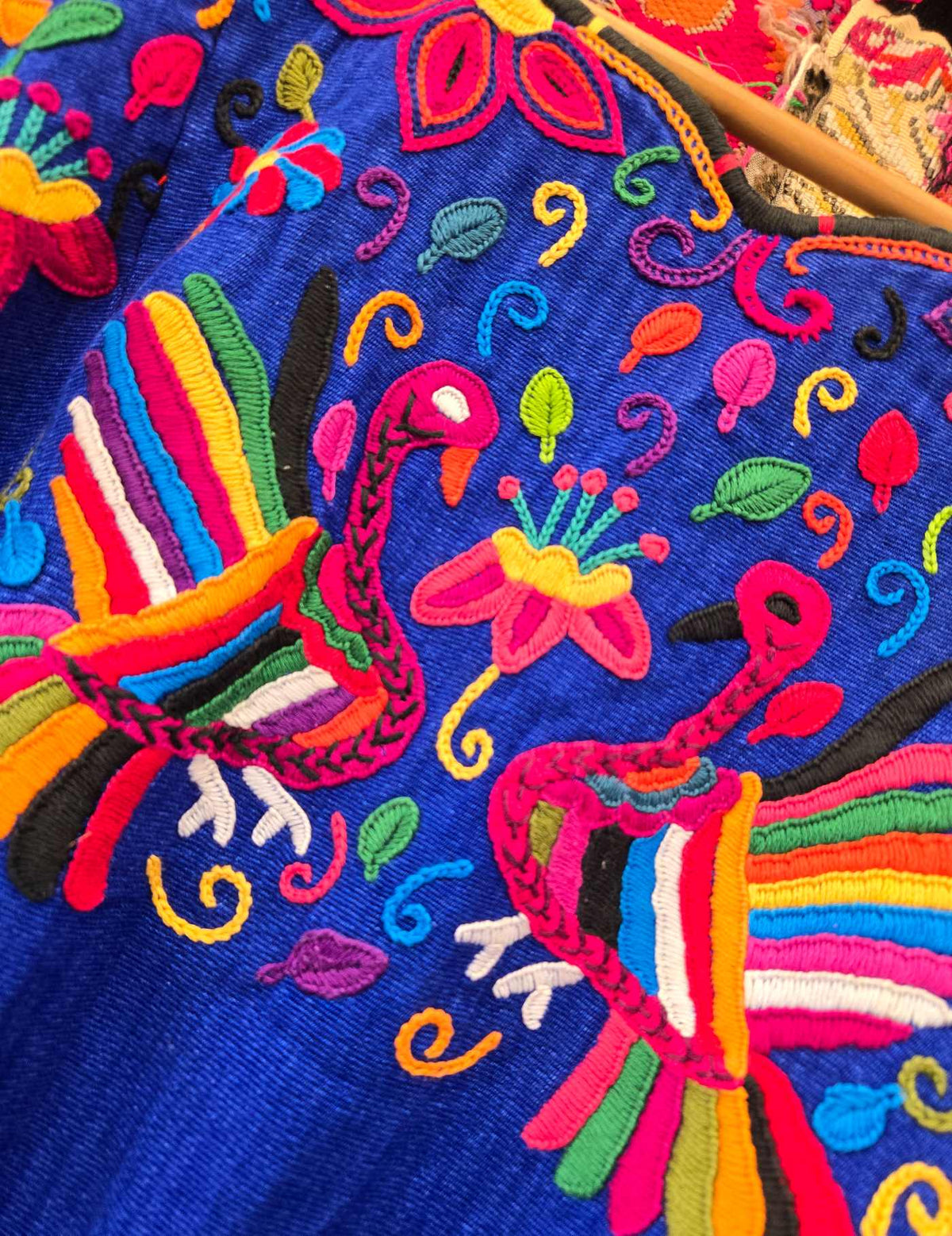 Electric Blue with peacocks Chichicastenango Huipil #10-227