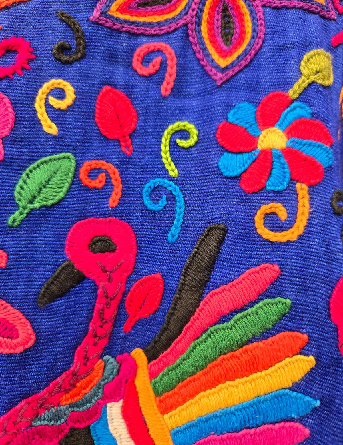 Electric Blue with peacocks Chichicastenango Huipil #10-227