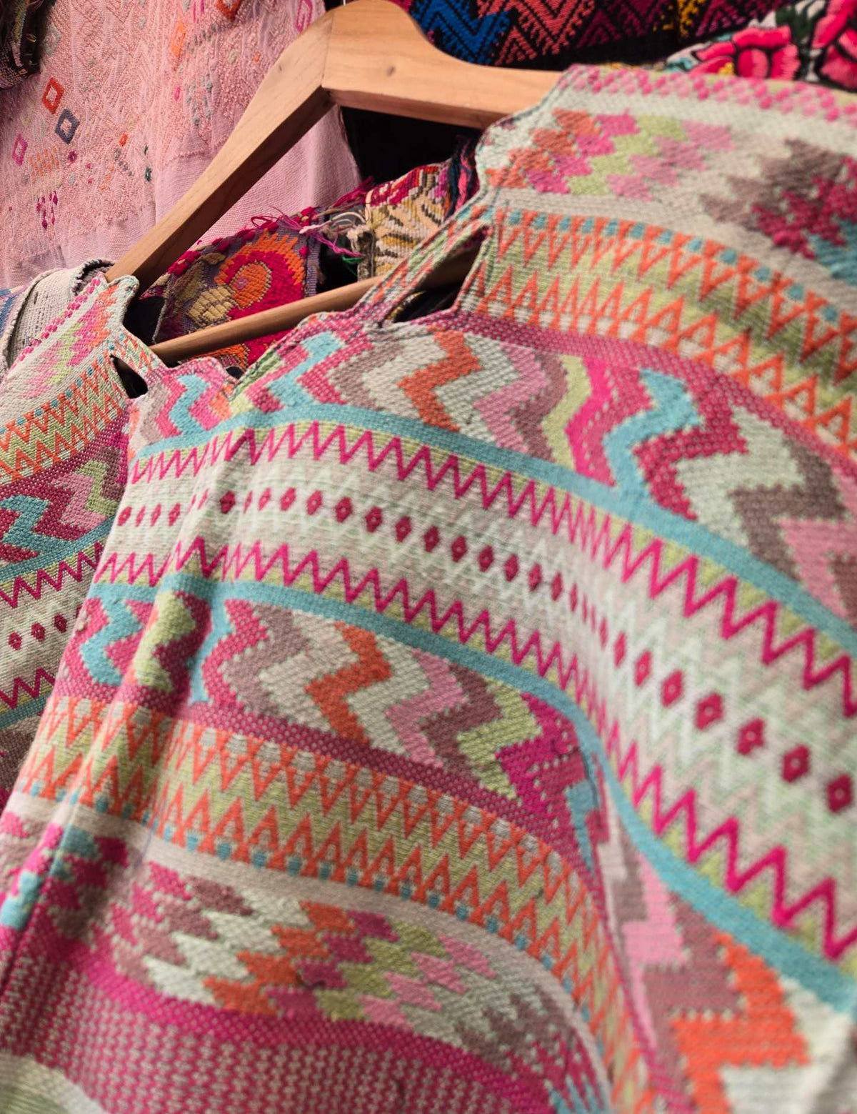 Pink and Faded Green Comalapa Huipil #10-239