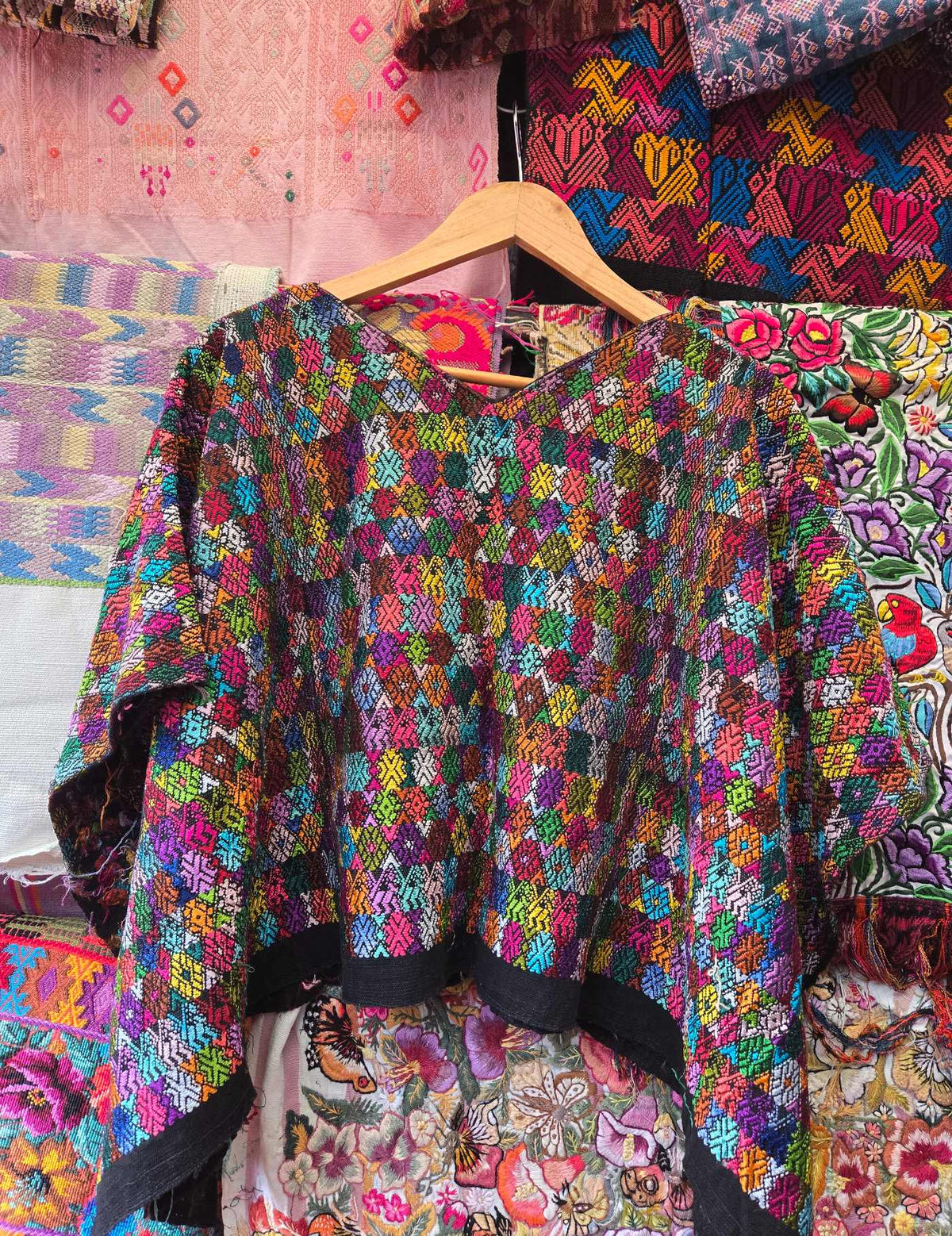 Colourful on Black Cobán Huipil #10-242