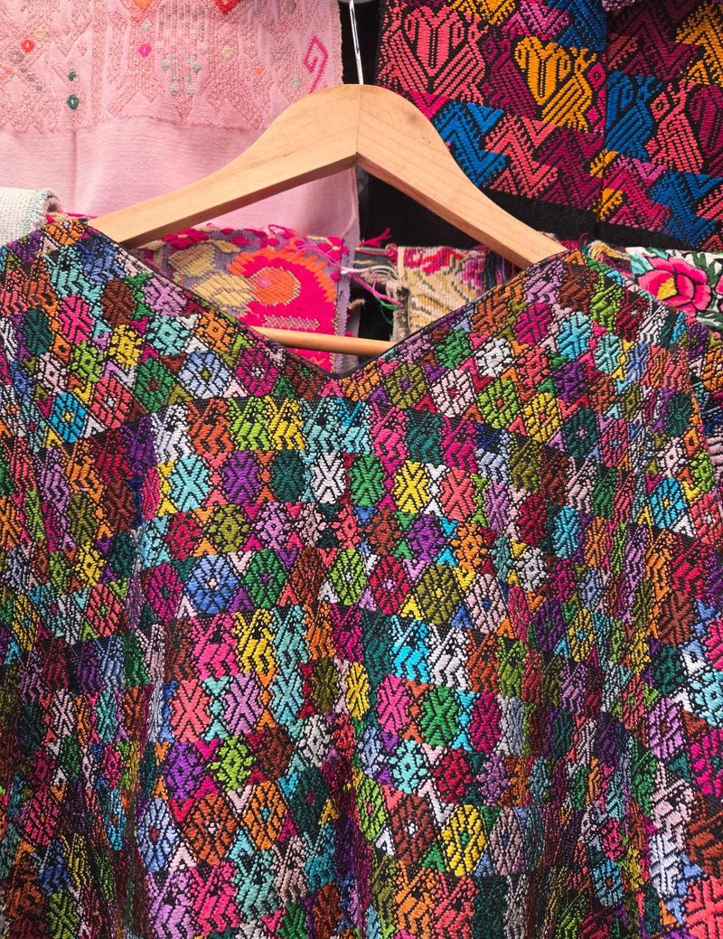 Colourful on Black Cobán Huipil #10-242