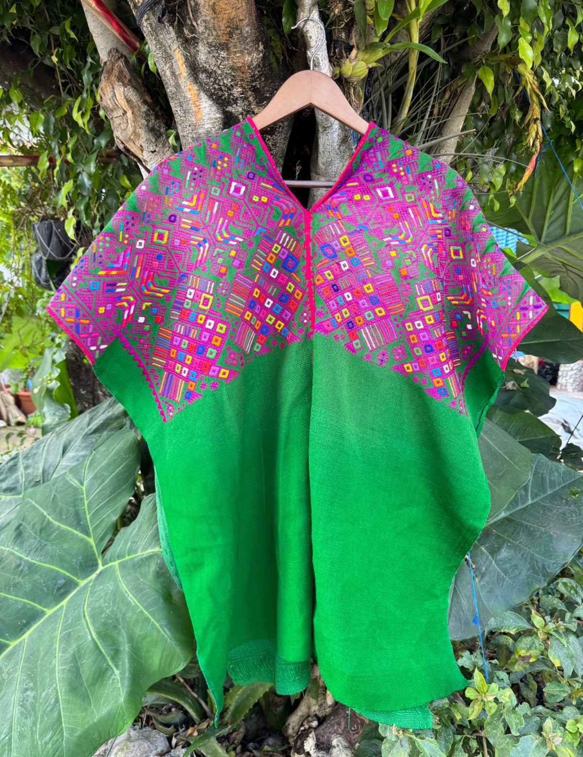 Green and Fuchsia Nahualá Huipil #10-251