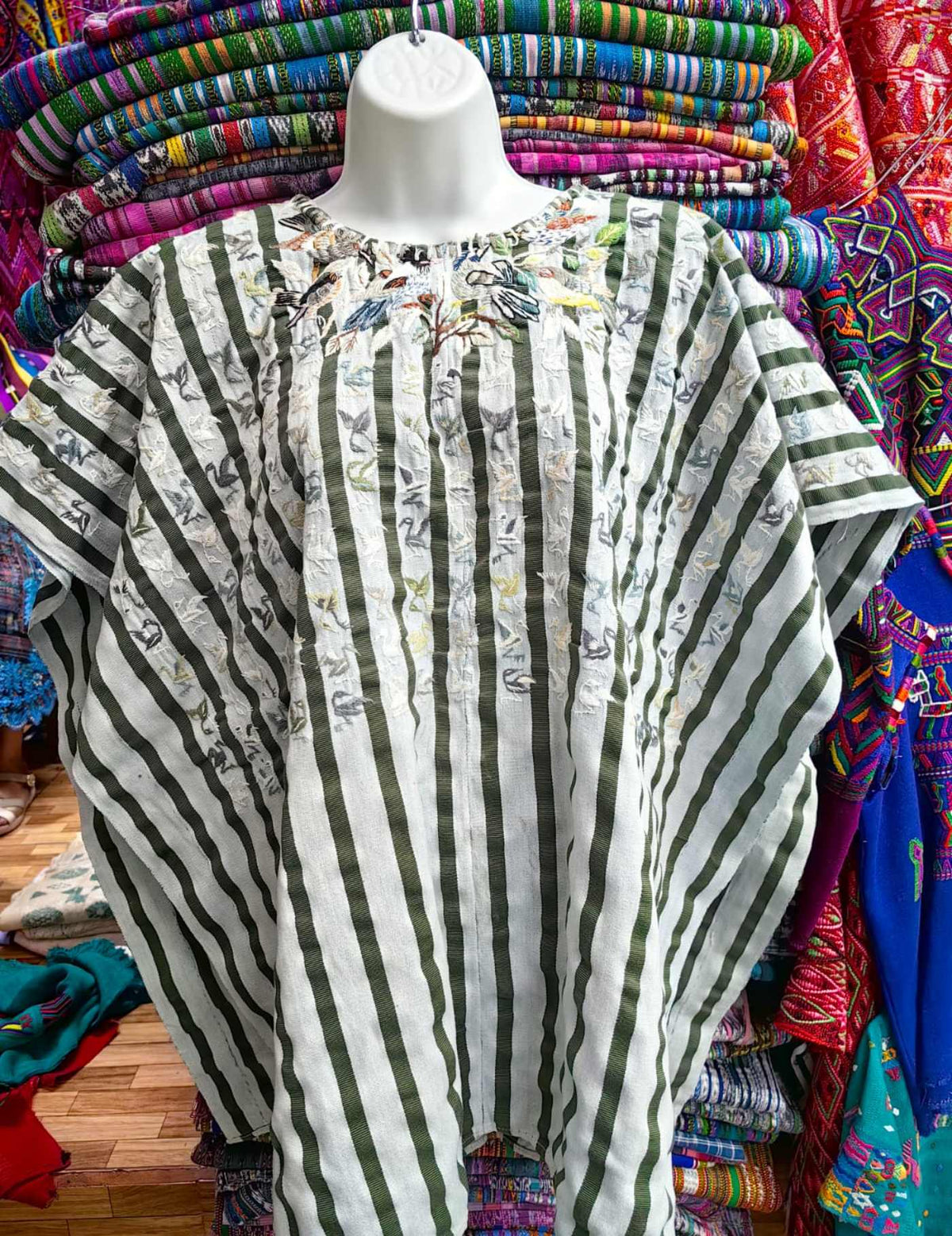 Green and White Striped Santiago Huipil #10-259