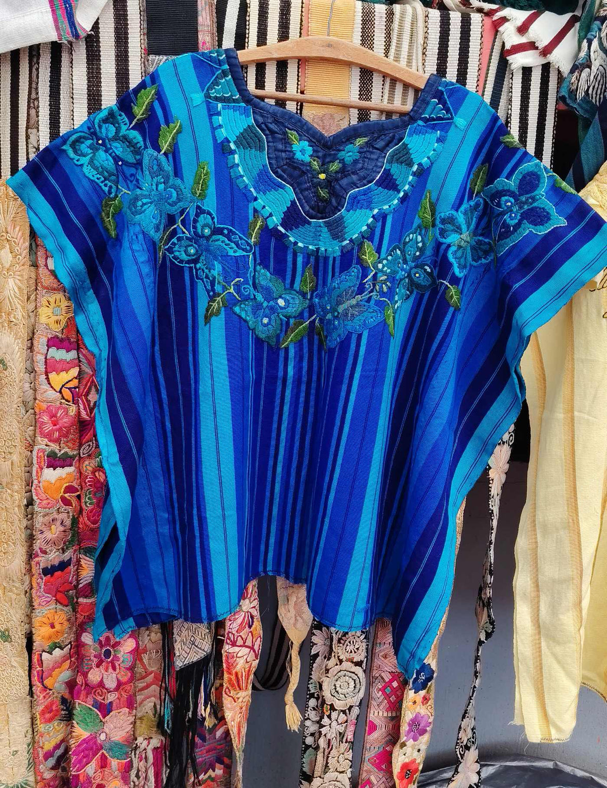 Blue with Butterflies Santiago Huipil #10-268