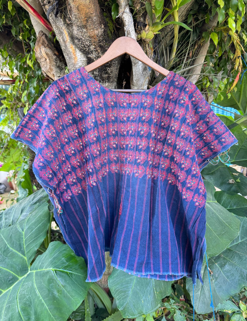 Indigo and Pink Nahualá Huipil #10-269