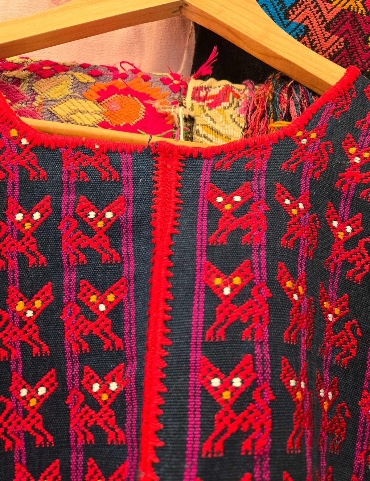 Indigo with Red Cats Nahualá Huipil #10-272
