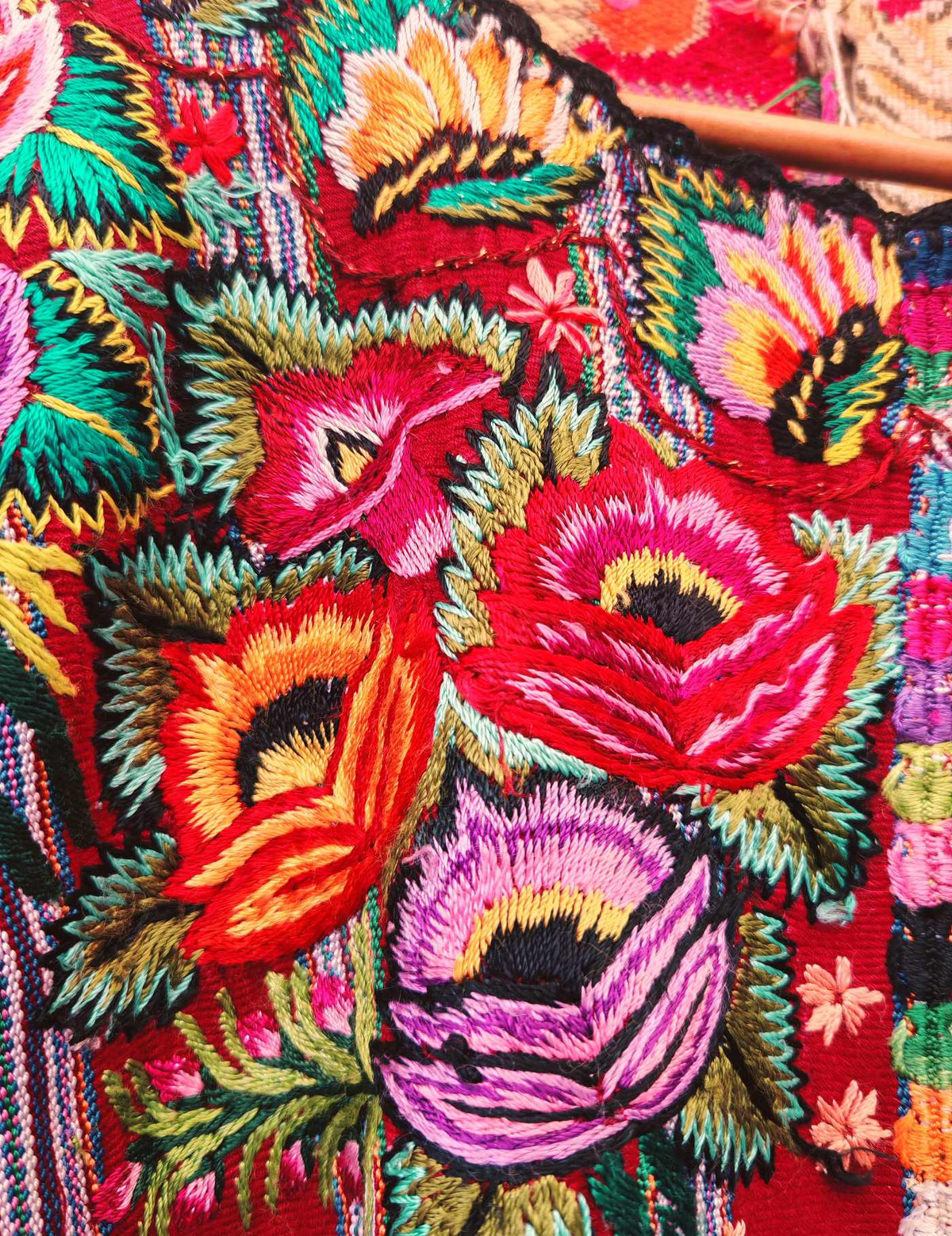 Red Floral Patzún Huipil #10-273