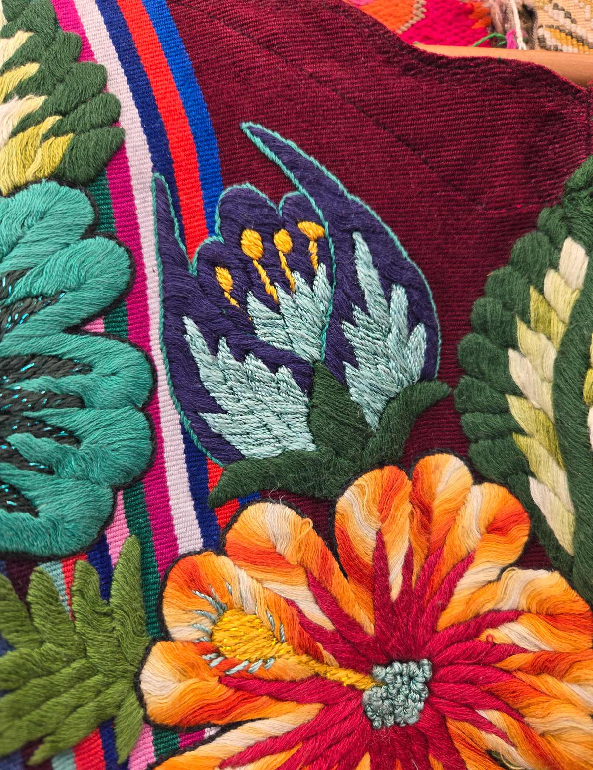 Wine Red Floral Santiago Huipil #10-276