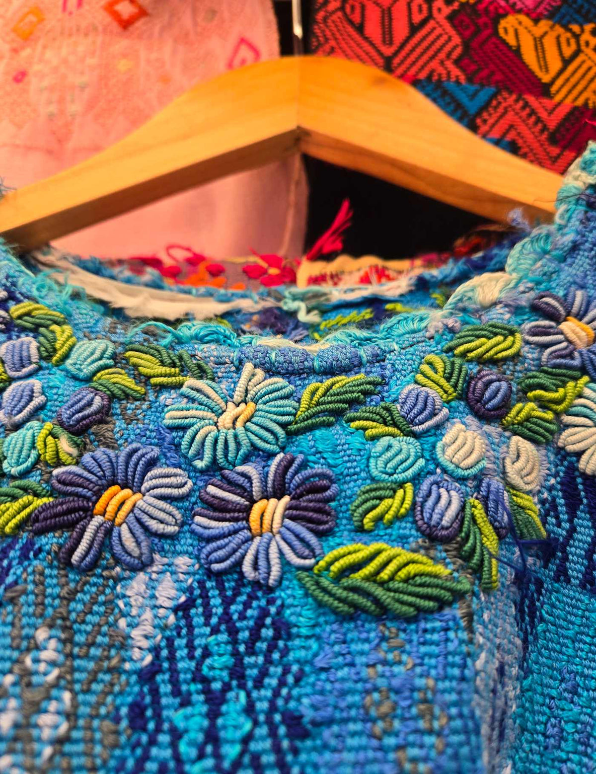 Blue with Rococo Neckline Cobán Huipil #10-277