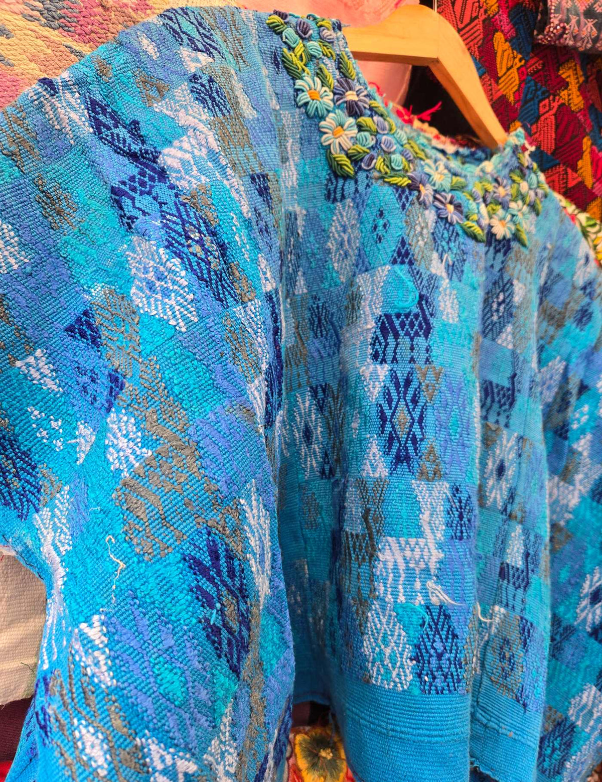 Blue with Rococo Neckline Cobán Huipil #10-277