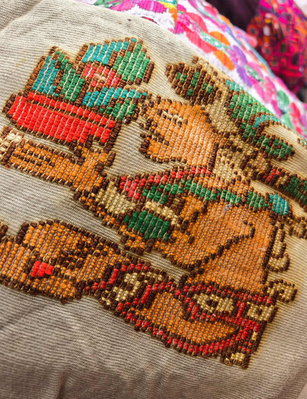 Beige with Jum Kaax God, 50 years old Chichicastenango Huipil #10-282
