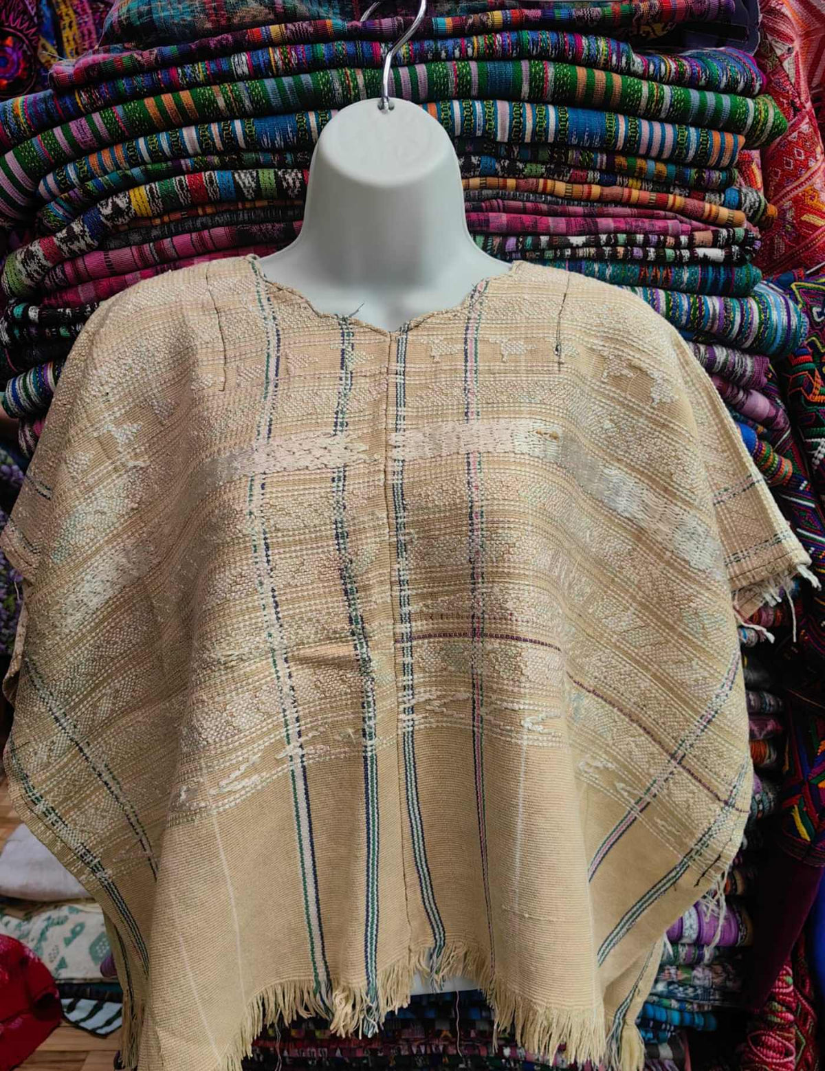 Beige on beige embroidery Patzicía Huipil #10-291