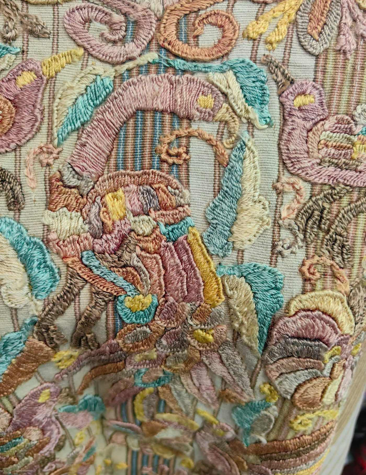 Mustard with silk embroidery Chichicastenango Huipil #10-293