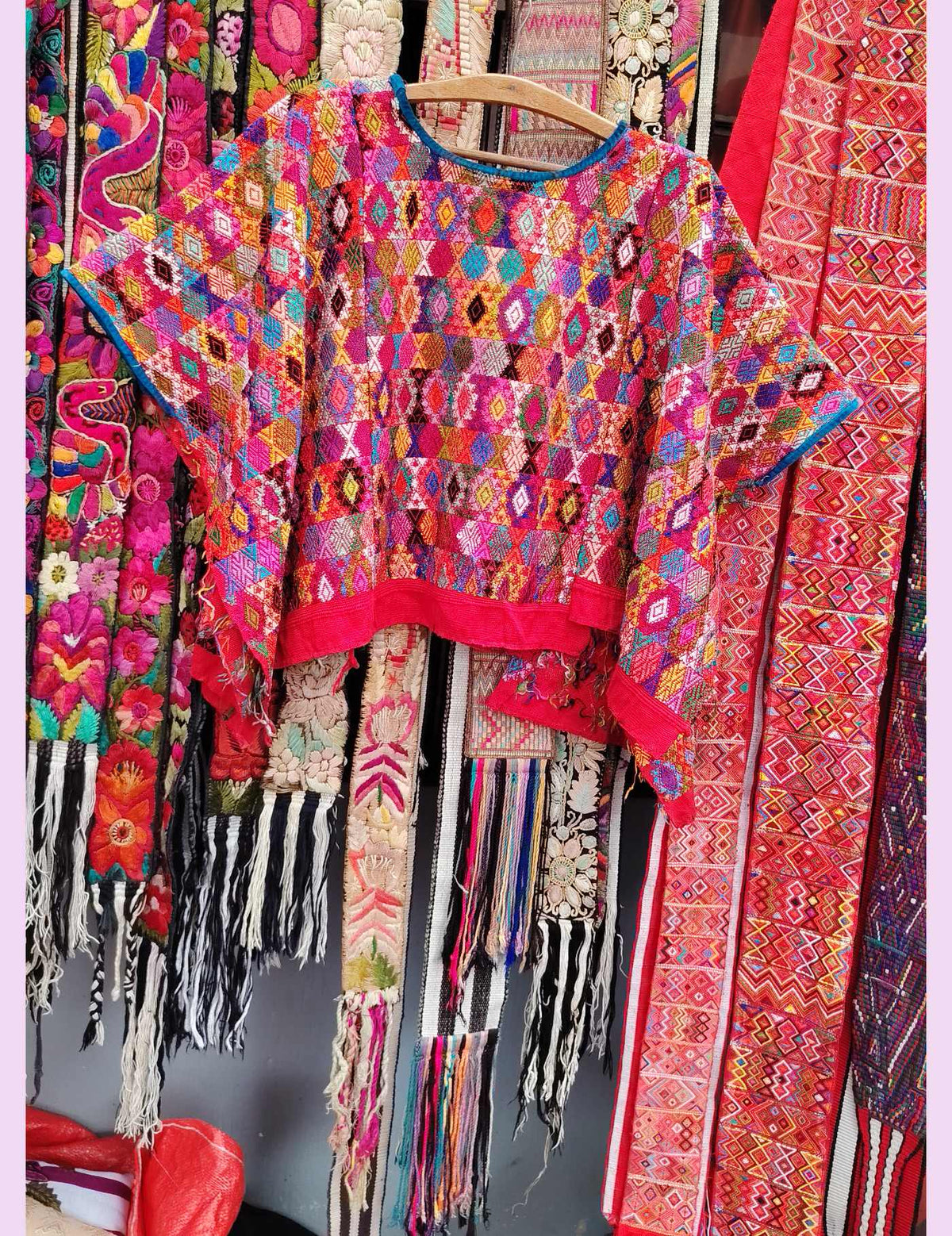 Multicolor on Red Cobán Huipil #10-297