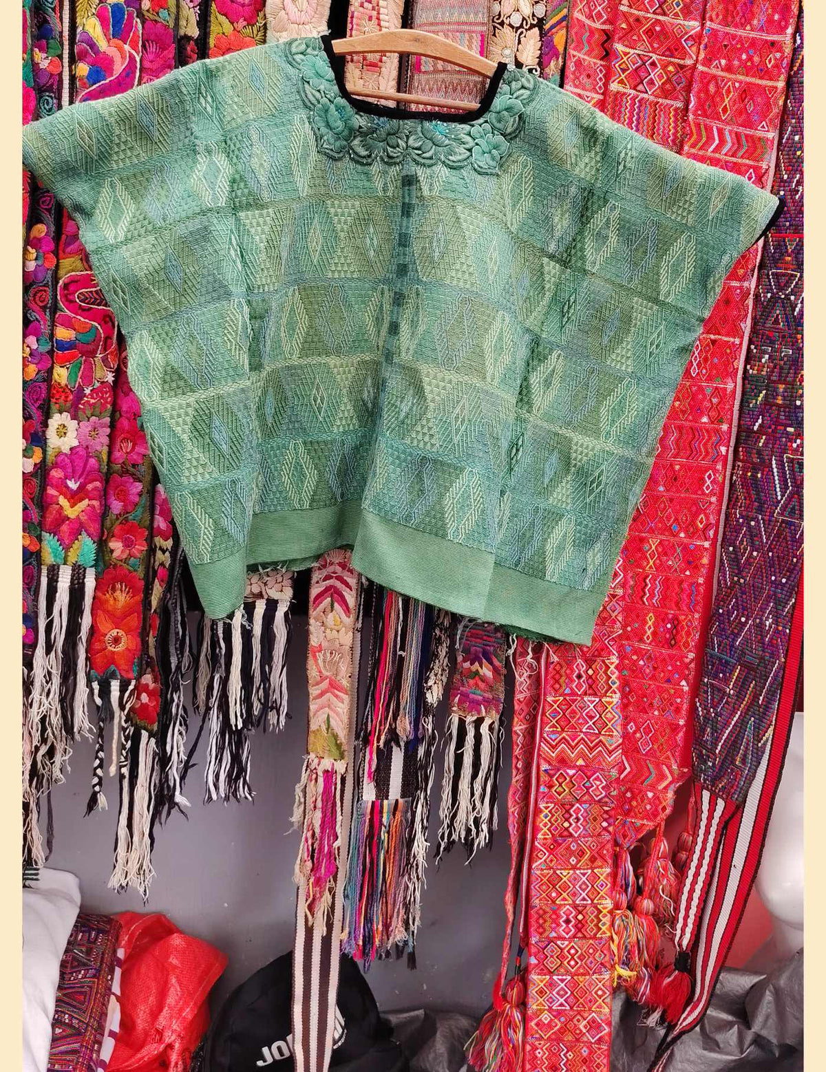 Green with geometric pattern Almolonga Huipil #10-298