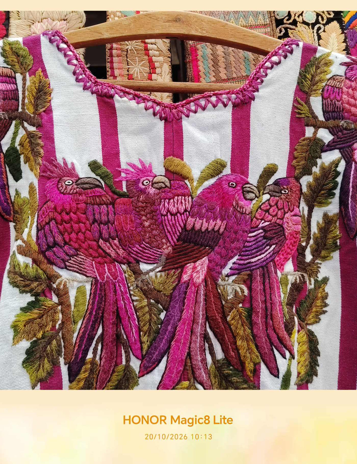 Fuchsia and White Santiago Huipil #10-303