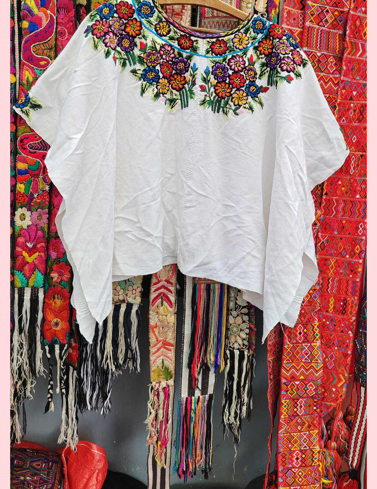 White with flowers Patzún Huipil #10-314