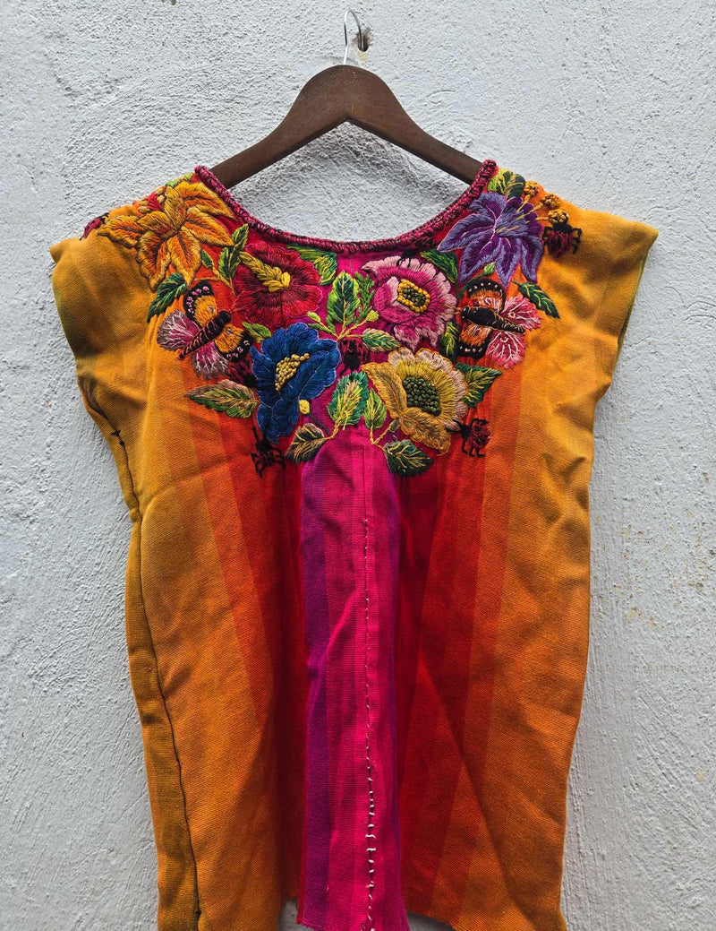 Pink and Mustard Santiago Huipil #10-319